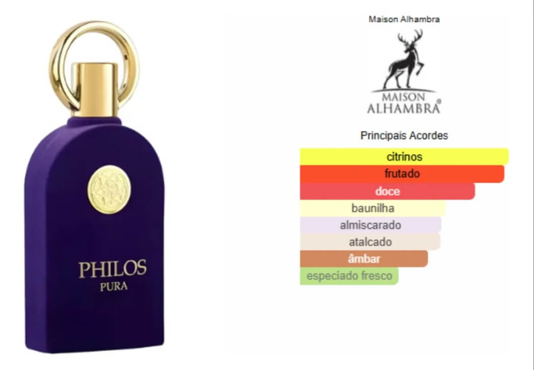 Perfume Sedutor Árabe Philos Pura Original Maison Alhambra - Excelência em 100mls Maison Alhambra